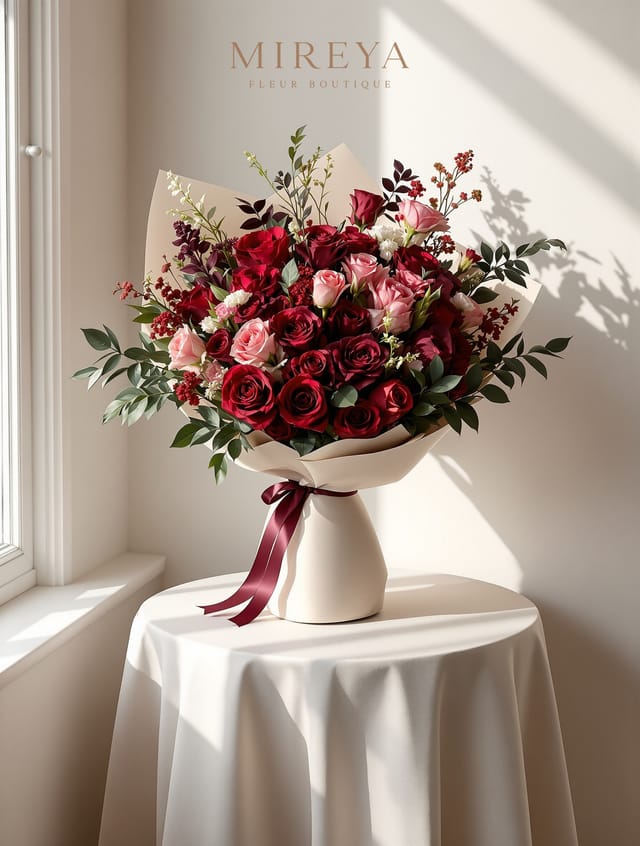 Bouquet Bordeaux Luxe — Deep Bordeaux Mix